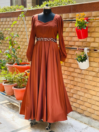 Brown Italian Satin Gown