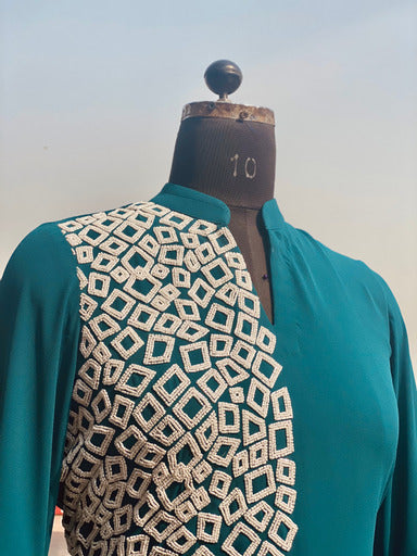 Peacock Green Embroidered Kurti