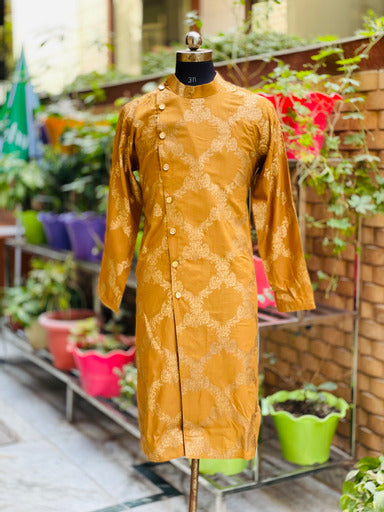 Menswear Golden White Kurta Dhoti