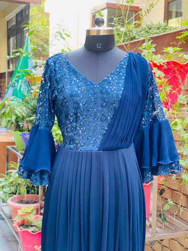 Navy Blue Saree Gown