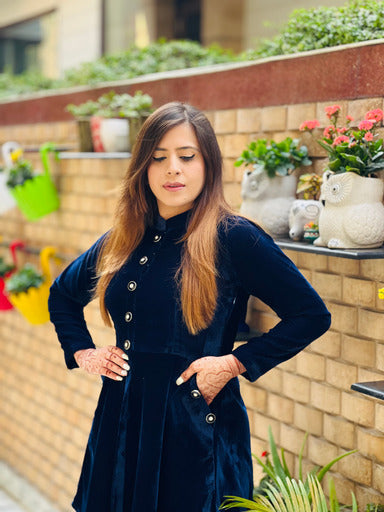 Navy Blue Button Dress