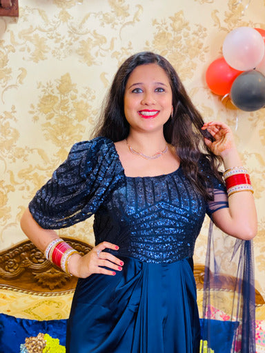 Navy Blue Sequin Drape