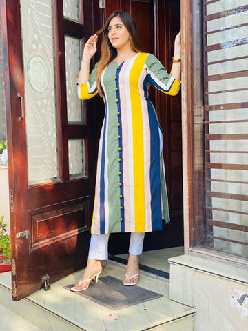 Multicloured Stripes Kurti