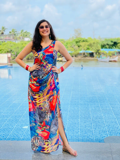 One Shoulder Multicoloured Drape