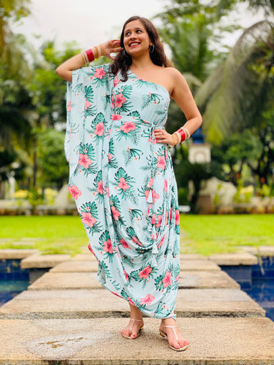 Sky Blue Floral Kaaftan