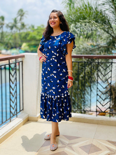 Royal Blue Floral Midi