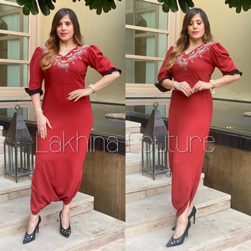 Rust Embroidered Jumpsuit