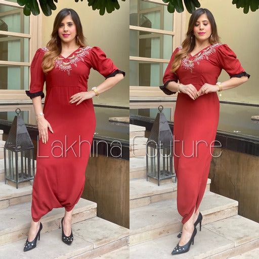 Rust Embroidered Jumpsuit