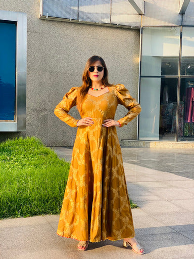 Golden Cotton Anarkali