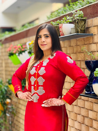 Red Embroidered Suit