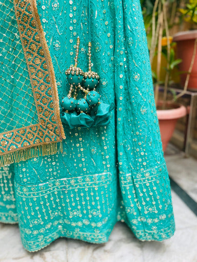 Teal Green Lehenga