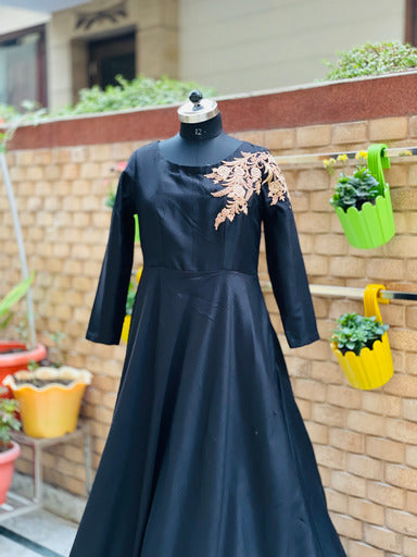 Black Embroidered Gown