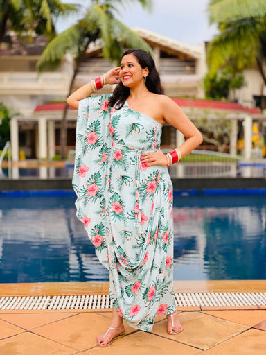 Sky Blue Floral Kaaftan