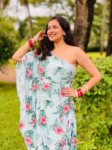 Sky Blue Floral Kaaftan