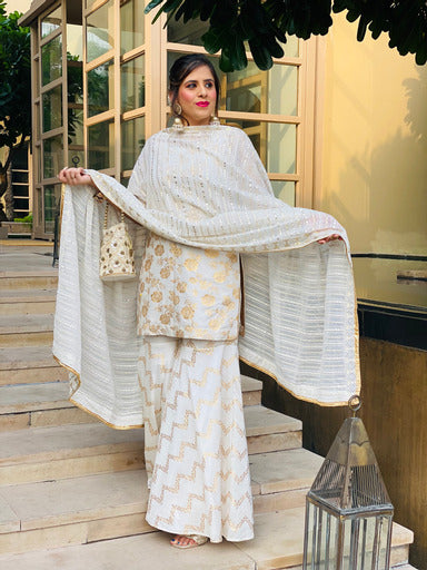 White Banarasi Suit