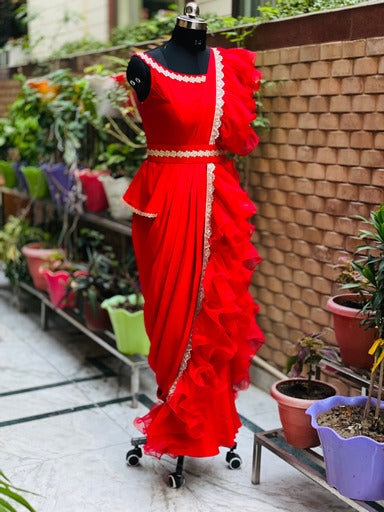 Red Saree Gown