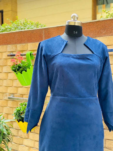 Navy Blue Suede Midi