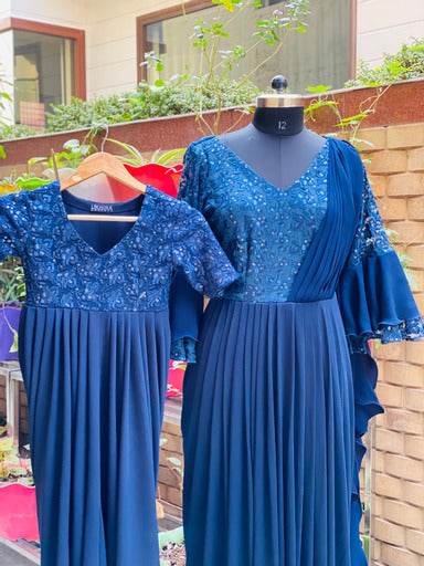 Navy Blue Drape Duo Set