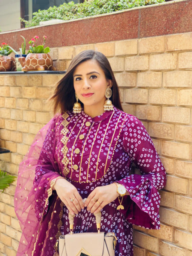 Wine Velvet Anarkali