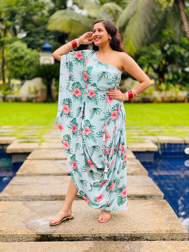 Sky Blue Floral Kaaftan