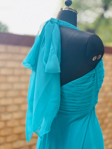 Turquoise Georgette Trail Gown