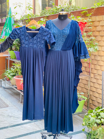 Navy Blue Drape Duo Set