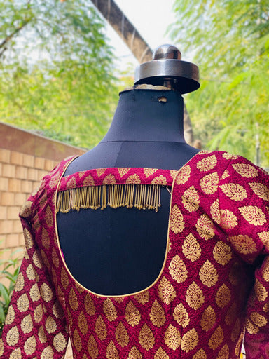 Wine Banarasi Anarkali With Dupatta