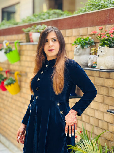 Navy Blue Button Dress