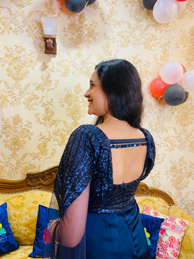 Navy Blue Sequin Drape