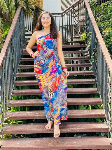 One Shoulder Multicoloured Drape