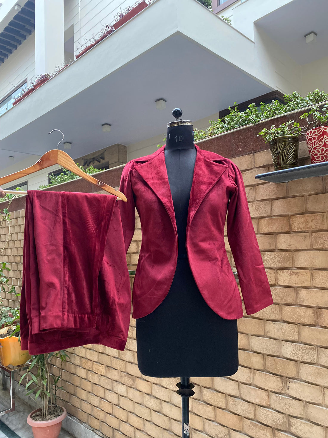 Maroon Velvet Co-Ord Set