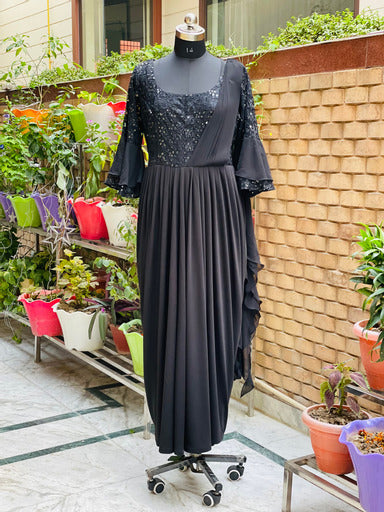 Black Embroidered Saree